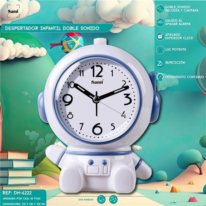 SAMI Despertador Infantil Astronauta con Melodías, Despertador Sami Astronauta Niño