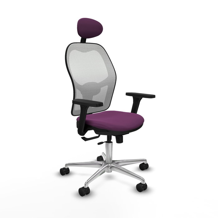 PIQUERAS Y CRESPO Silla de oficina Jorquera con mecanismo Sincro/Traslack, Similpiel Morado y Malla Blanca PIQUERAS Y CRESPO Silla de oficina Jorquera con mecanismo Sincro/Traslack, Similpiel Morado y Malla Blanca