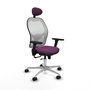 PIQUERAS Y CRESPO Silla de oficina Jorquera con mecanismo Sincro/Traslack, Similpiel Morado y Malla Blanca