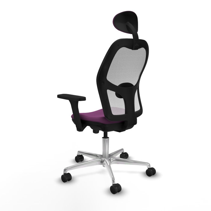 PIQUERAS Y CRESPO Silla de oficina Jorquera con mecanismo Sincro/Traslack, Similpiel Morado y Malla Blanca PIQUERAS Y CRESPO Silla de oficina Jorquera con mecanismo Sincro/Traslack, Similpiel Morado y Malla Blanca