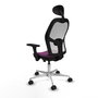 PIQUERAS Y CRESPO Silla de oficina Jorquera con mecanismo Sincro/Traslack, Similpiel Morado y Malla Blanca
