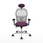 PIQUERAS Y CRESPO Silla de oficina Jorquera con mecanismo Sincro/Traslack, Similpiel Morado y Malla Blanca