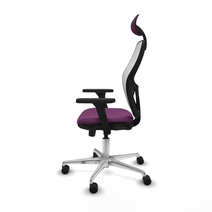 PIQUERAS Y CRESPO Silla de oficina Jorquera con mecanismo Sincro/Traslack, Similpiel Morado y Malla Blanca PIQUERAS Y CRESPO Silla de oficina Jorquera con mecanismo Sincro/Traslack, Similpiel Morado y Malla Blanca