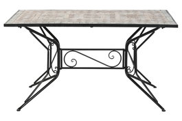 DKD Home Decor Mesa Comedor Terraza Y Jardin Stones Multicolor Negro 70x75.5x140 cm