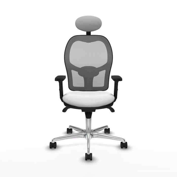 PIQUERAS Y CRESPO Silla de oficina Jorquera con mecanismo Sincro, tela blanca y malla gris PIQUERAS Y CRESPO Silla de oficina Jorquera con mecanismo Sincro, tela blanca y malla gris