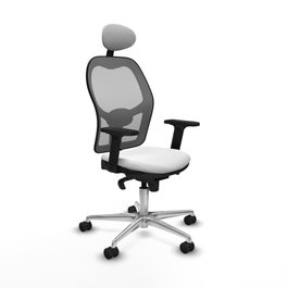 PIQUERAS Y CRESPO Silla de oficina Jorquera con mecanismo Sincro, tela blanca y malla gris