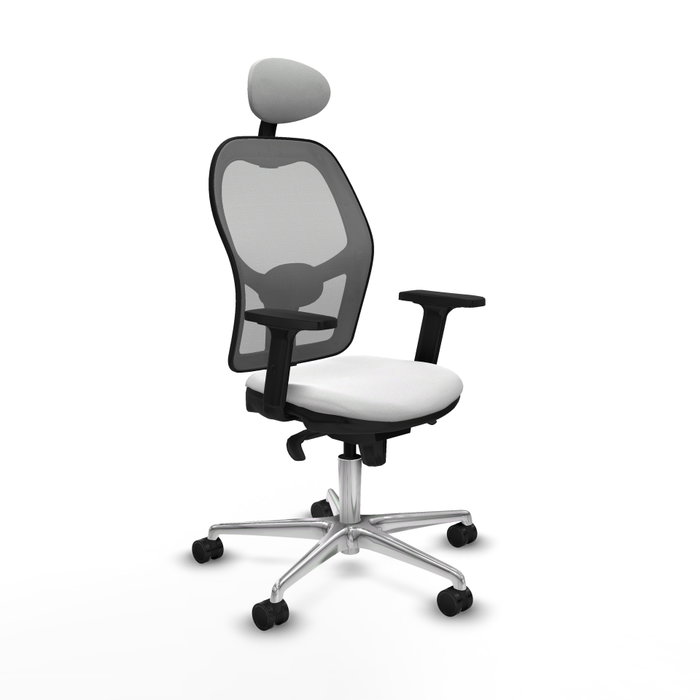 PIQUERAS Y CRESPO Silla de oficina Jorquera con mecanismo Sincro, tela blanca y malla gris PIQUERAS Y CRESPO Silla de oficina Jorquera con mecanismo Sincro, tela blanca y malla gris
