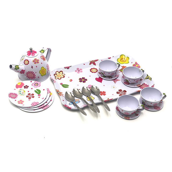Tachan 55519 Juego de Té Rosa de Juguete con Bandeja de Acero 19 Piezas para Niños +3 Años - Español