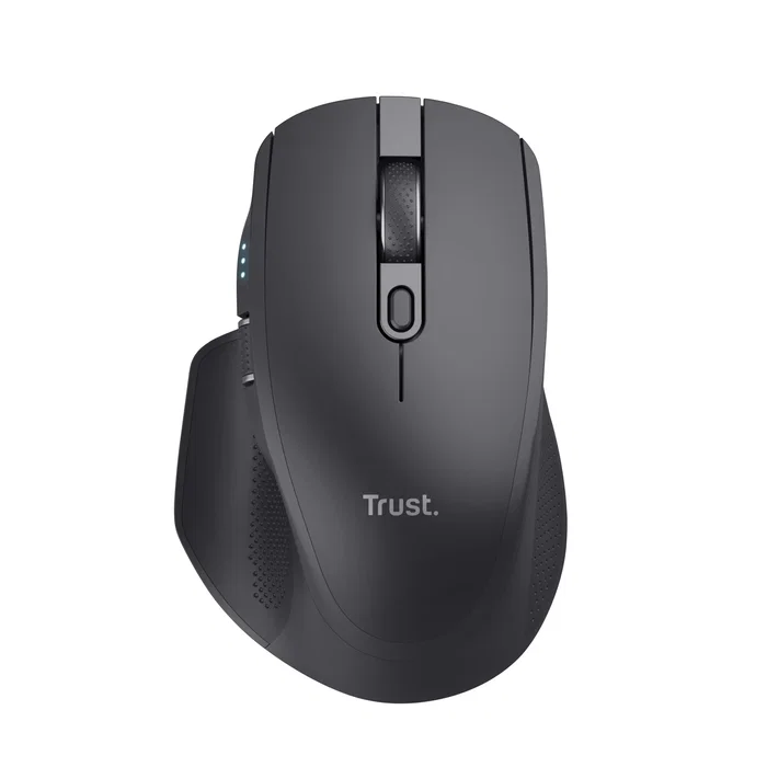 Trust Ratón Ozaa+ Inalámbrico RF y Bluetooth para Oficina, Hasta 3200 DPI, 6 Botones Silenciosos, Carga USB-C, Recargable, Negro