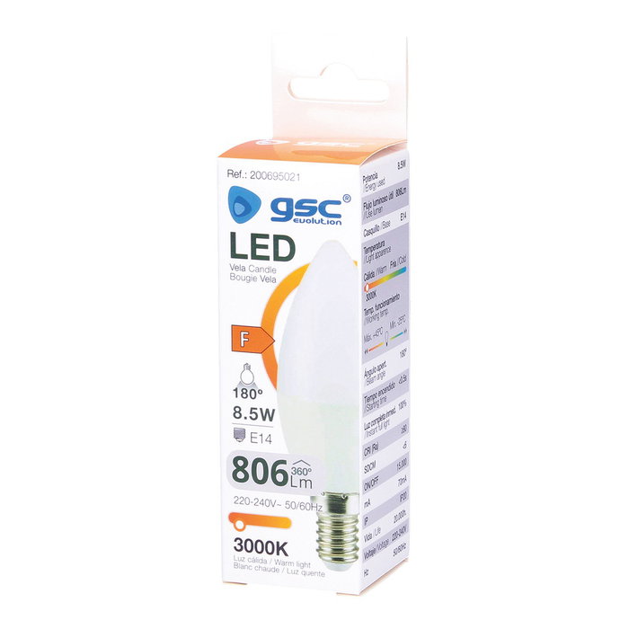 GSC Evolution Bombilla LED vela 8,5W E14 3000K GSC Evolution Bombilla LED vela 8,5W E14 3000K
