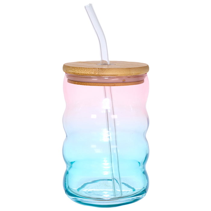 Home Deco Factory Tarro Vidrio Con Pajita 500 Ml