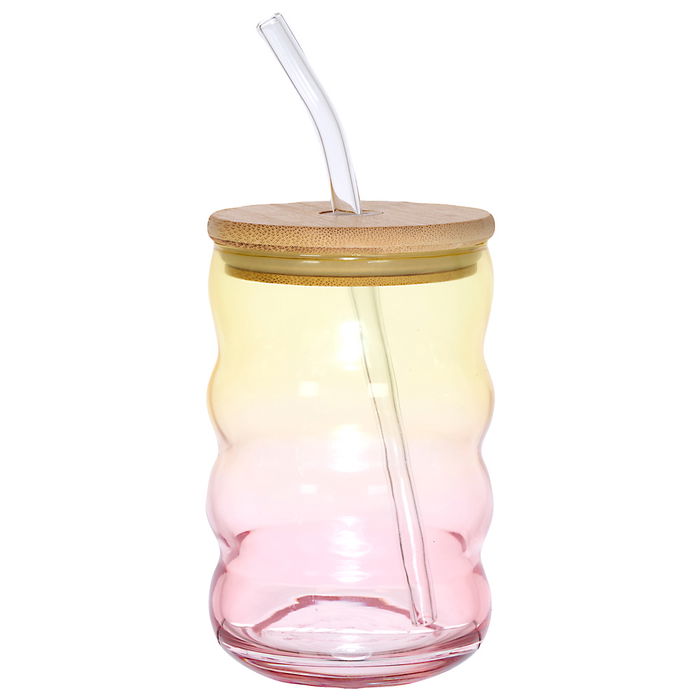 Home Deco Factory Tarro Vidrio Con Pajita 500 Ml