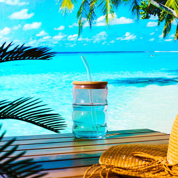 Home Deco Factory Tarro Vidrio Con Pajita 500 Ml