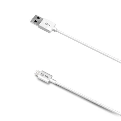 Celly Cable de Carga y Sincronización USB A a Lightning (2 metros) Blanco, Compatible con iPhone, iPad y iPod