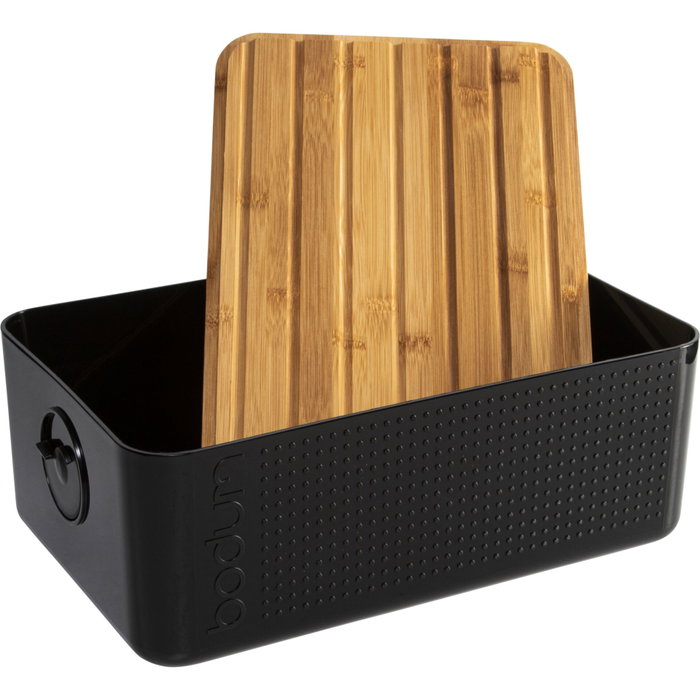 Bodum Bistro Panera para pan con tapa de bambú, 37 x 24 x 14 cm, Negro