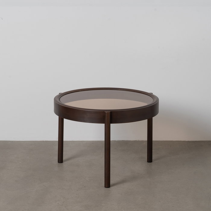 Mesita Marrón Oscuro Metal-Cristal 61,50 X 61,50 X 43 cm