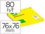 Q-connect Bloc de notas adhesivas quita y pon 76x76 mm Amarillo Neón 80 hojas