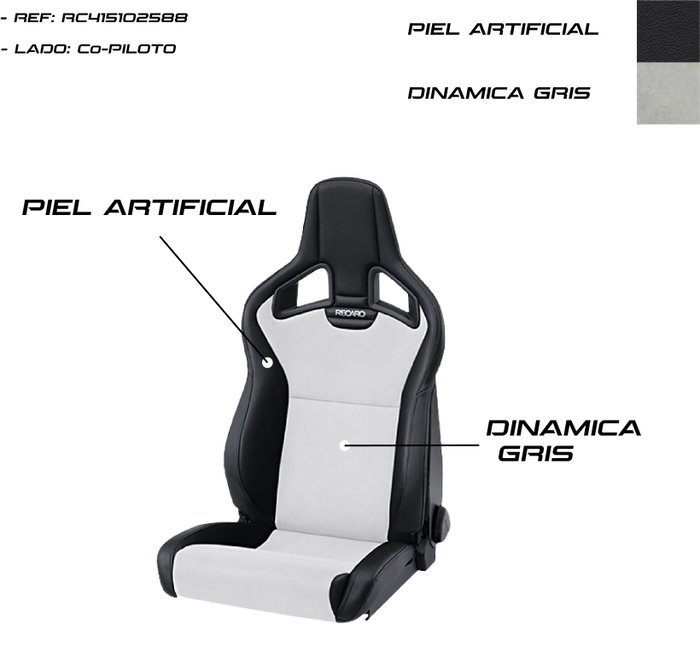 Recaro Cross Sportster CS Copiloto con Calefacción y Airbag en Negro/Gris
