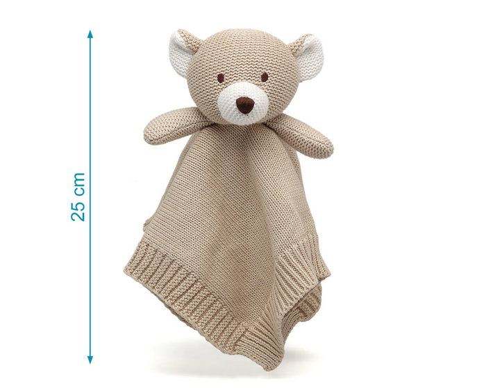 KioKids Osito Doudou Algodón Beige Colección Cotton Friends - Juguete Ecológico de Punto para Bebés +2 Meses