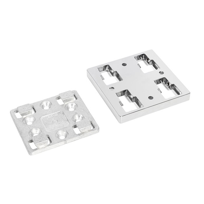 RUJZ Placa Enganche Cuña Para Patas Acabado Cromo 80x80mm