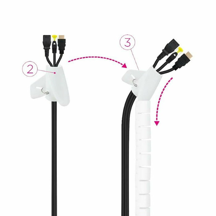 Nanocable Organizador de Cables Flexible 25 mm, Blanco, 3 m