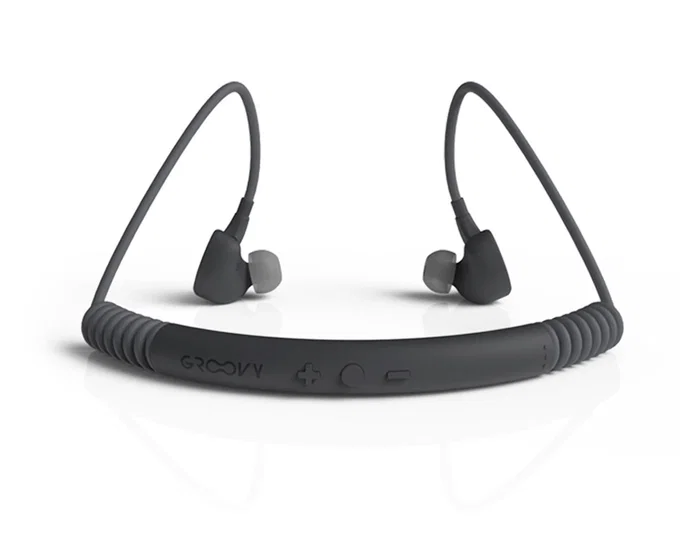 Groovy Auriculares Inalambricos Bluetooth Neckband con Microfono, Gris Oscuro