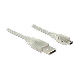 DeLOCK Cable USB 2.0 Tipo A a Mini-B 1,5 m transparente