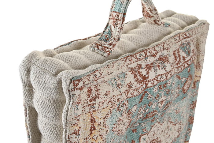 DKD Home Decor Cojin Suelo Arabe Fez, Azul Marron, 40 x 10 x 40 cm (4 Unidades) Algodon Polyester