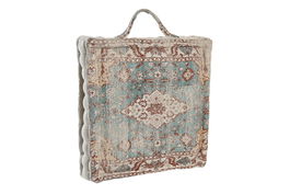 DKD Home Decor Cojin Suelo Arabe Fez, Azul Marron, 40 x 10 x 40 cm (4 Unidades) Algodon Polyester