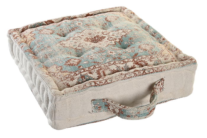 DKD Home Decor Cojin Suelo Arabe Fez, Azul Marron, 40 x 10 x 40 cm (4 Unidades) Algodon Polyester