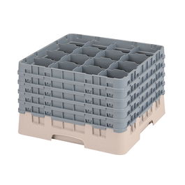 CAMBRO - 16S1058-184 - Cesta de lavado 16 comp. 5 alturas - 10,9 cm Ø máx. - alt. máx. 28,2 cm - 50 x 50 x 30,8 cm - Beige