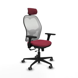PIQUERAS Y CRESPO Silla de oficina Jorquera con mecanismo Sincro/Traslack, Granate y Blanco