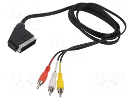 SAVIO Cable RCA a SCART, 2m, Negro