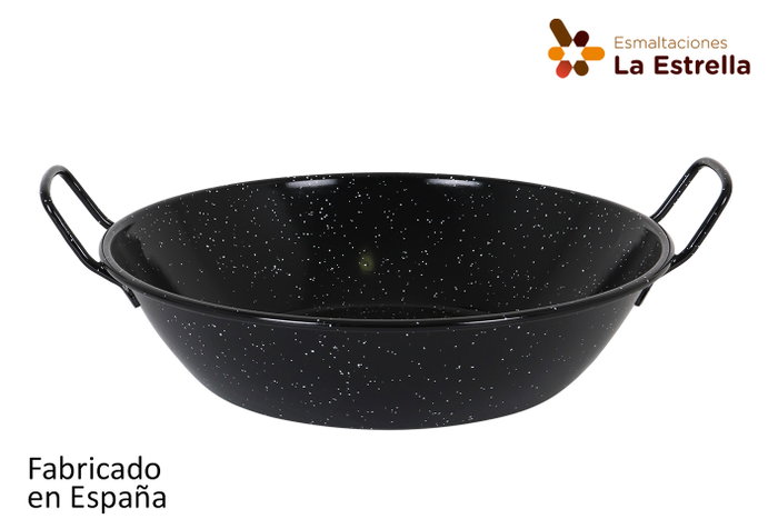 La Estrella Paellera de Acero Bordonada Jaspeada, 38 cm (8 L) - Diámetro 39.6 cm, Alto 9.3 cm (8 Unidades) La Estrella Paellera de Acero Bordonada Jaspeada, 38 cm (8 L) - Diámetro 39.6 cm, Alto 9.3 cm (8 Unidades)