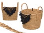 Giftdecor Macetero de Mimbre Macramé con Pompones Negro Pequeño 25x29x25 cm (Set de 8)