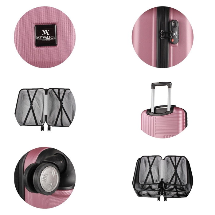 Zoozie Bags 8715 Maleta de viaje de ABS color oro rosa con ruedas 360 grados y candado de combinación Zoozie Bags 8715 Maleta de viaje de ABS color oro rosa con ruedas 360 grados y candado de combinación