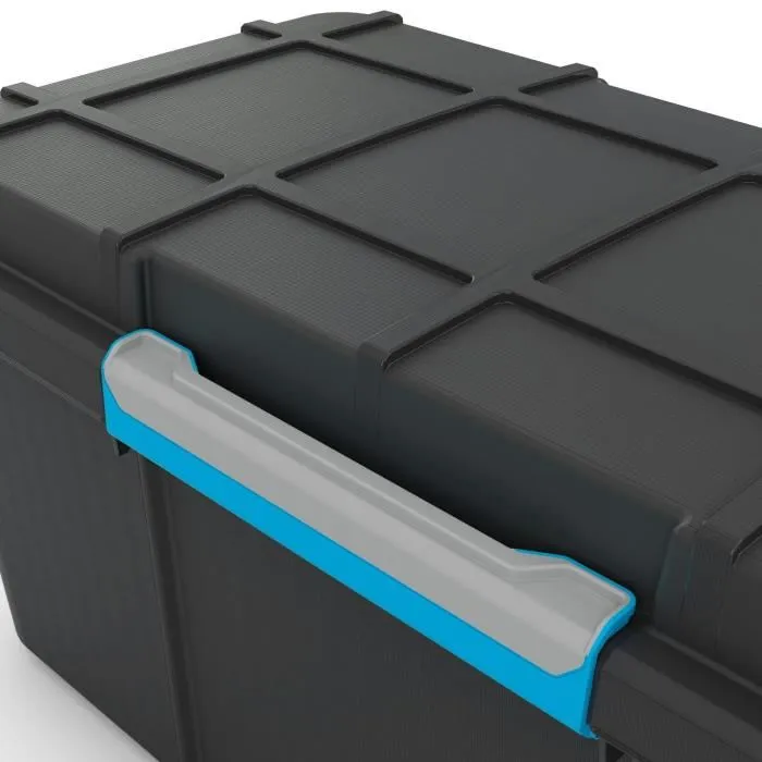 Kis Caja de Almacenamiento 80L Negro Impermeable IP44 con Ruedas, Bandeja y Asas Ergonómicas para Garaje o Taller