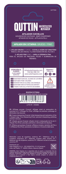 Quttin Afilador de Cuchillos de Dos Filos 18.5cm