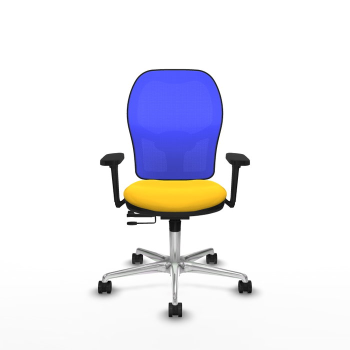 PIQUERAS Y CRESPO Silla de oficina Jorquera con mecanismo Sincro/Traslack, Amarillo y Azul