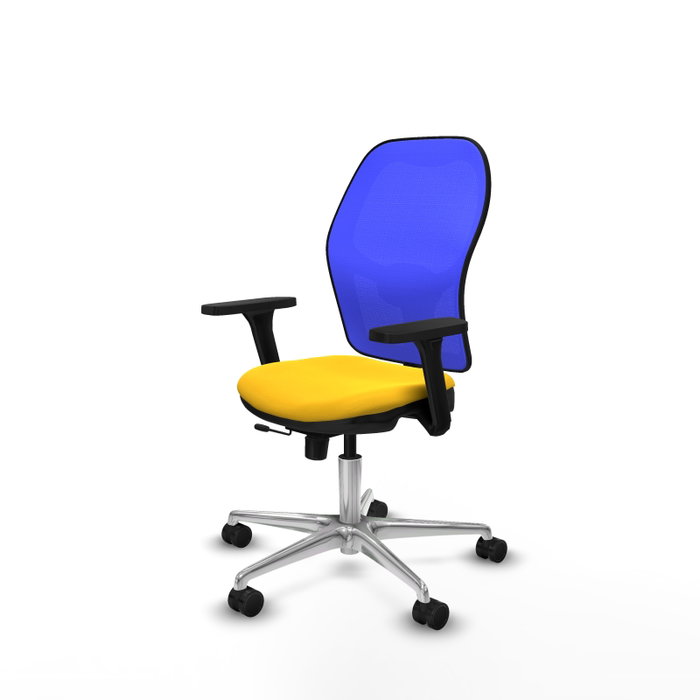 PIQUERAS Y CRESPO Silla de oficina Jorquera con mecanismo Sincro/Traslack, Amarillo y Azul