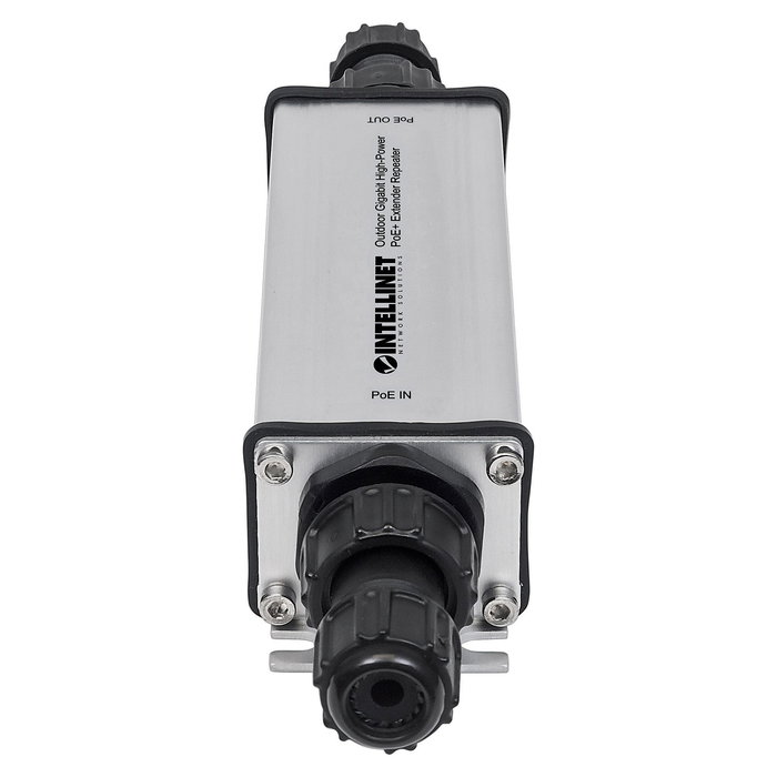 Intellinet Extensor Repetidor PoE+ Gigabit Exterior de Alta Potencia IP65, Distancia hasta 100m, IEEE 802.3at/af, 2 Puertos RJ-45, Para Entornos Exteriores y Demanding