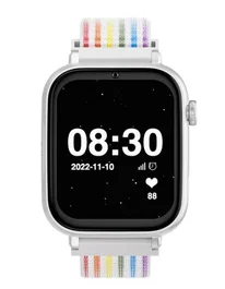 Savefamily Smartwatch con caja blanca y correa de tela de unicornio