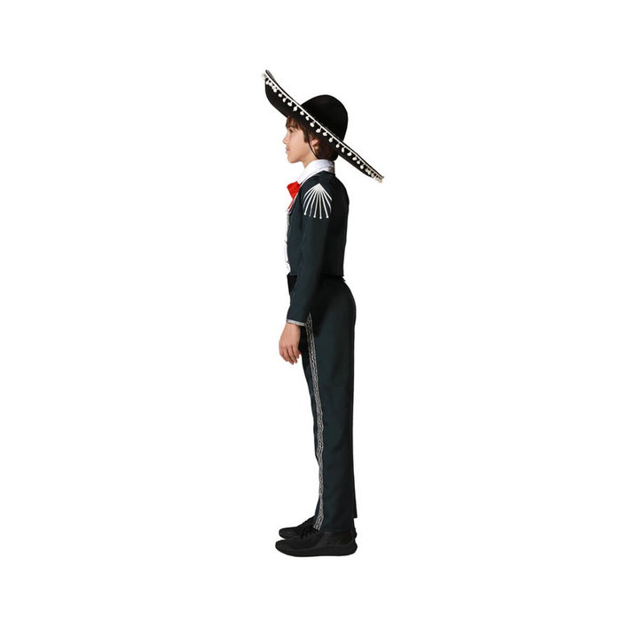 Disfraz de Traje de Mariachi Negro para Niño 10-12 Años - Chaqueta, Camiseta, Cinturón y Pantalón