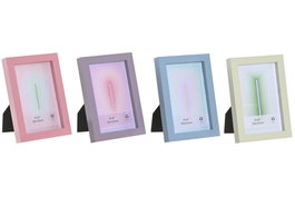 DKD Home Decor Set de 4 Marcos para Fotos 10x15 cm en Colores Surtidos, MDF y Cristal