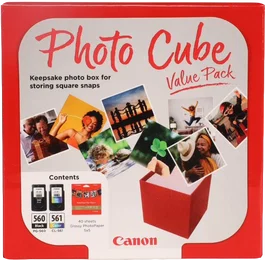 Canon Pack PG-560 + CL-561 Photo Value Pack + Papel Fotográfico 13x13 cm 40 hojas Negro/Varios Colores