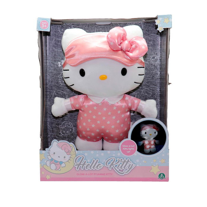 Famosa Softies Hkt10000 Peluche Luminoso Hello Kitty 35 cm para niños +3 años con luz suave, ideal para dormir y abrazar