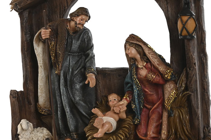 DKD Home Decor Nacimiento Navidad Tradicional Multicolor Resina 7.5 x 21.5 x 19.5 cm (4 Unidades)
