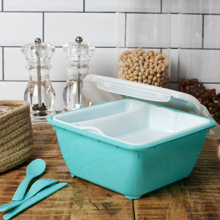 Cook Concept Fiambrera Take Away Con Plato Y Cubiertos Colores Surtidos