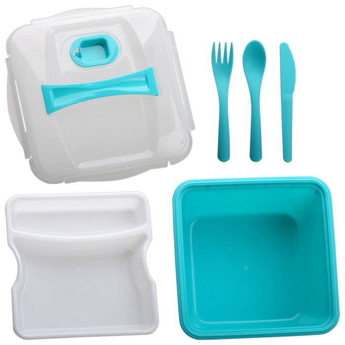 Cook Concept Fiambrera Take Away Con Plato Y Cubiertos Colores Surtidos