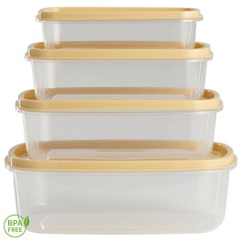 Day Juego Herméticos Rectangular 220ml, 400ml, 600ml y 1L Aptos Congelador Microondas Lavavajillas Libres BPA